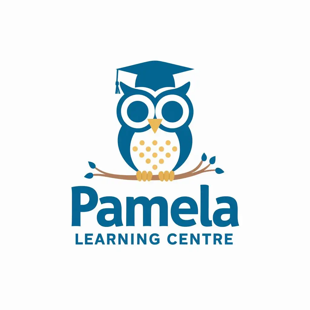 LOGO-Design-For-Pamela-Learning-Centre-Wise-Owl-with-Graduation-Hat-Symbolizing-Academic-Excellence