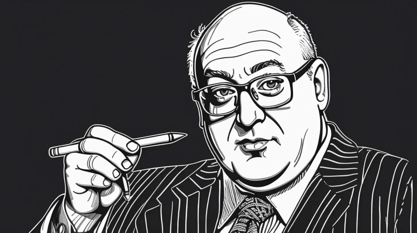 Steven Cohen, investor, pen, line art, strokes, black background