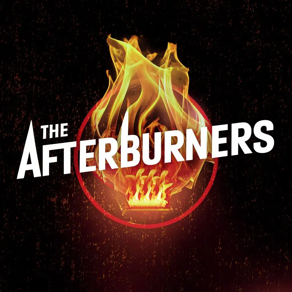 logo, Fire, with the text "The Afterburners", typography