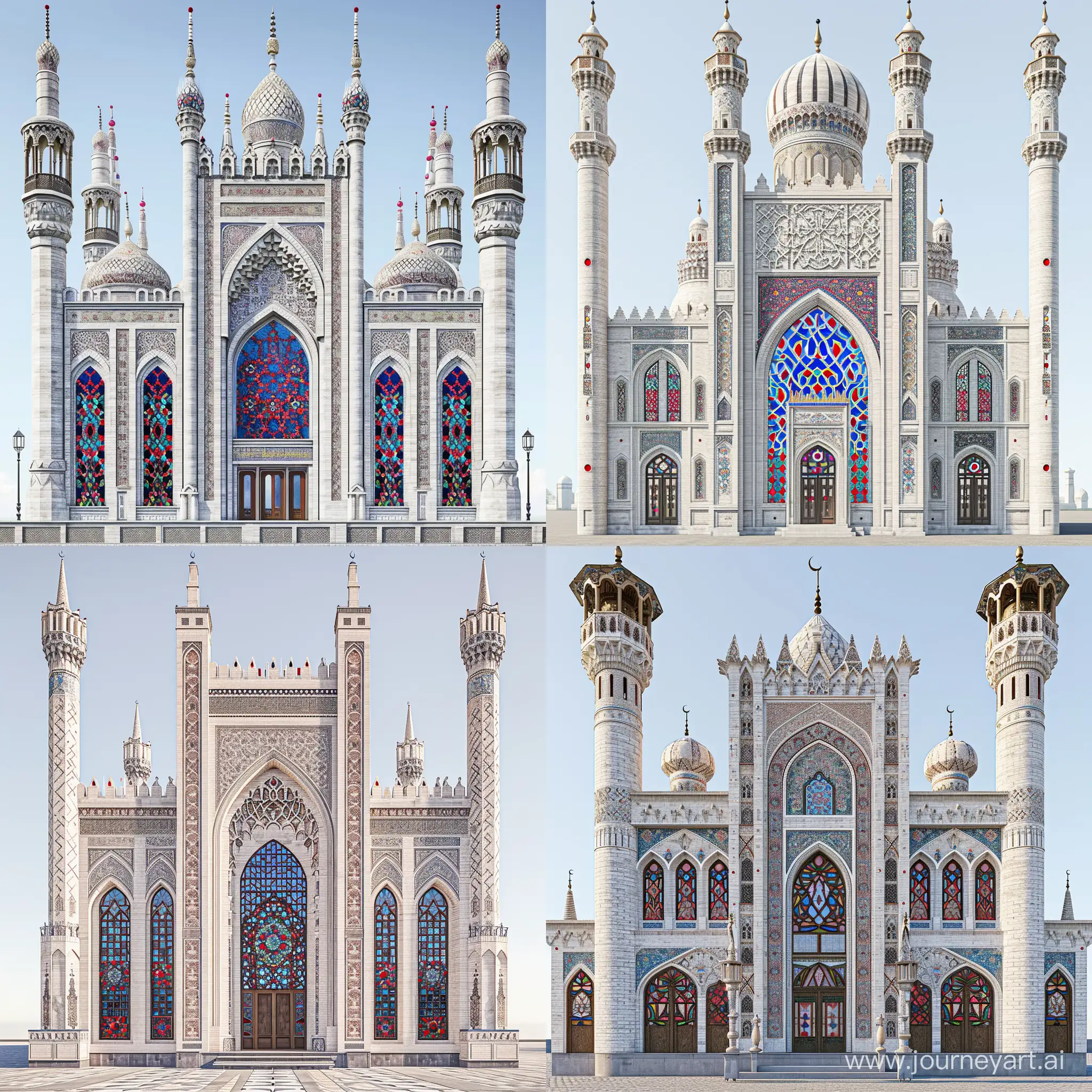Exquisite-Uzbekistan-Style-MultiLevel-Mosque-with-Arabesque-Decorations