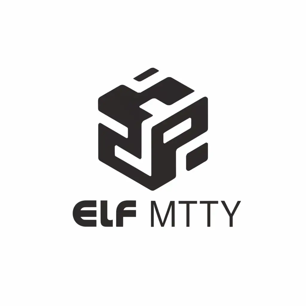 a logo design,with the text "ELF MTTY", main symbol:cube,Moderate,be used in Technology industry,clear background