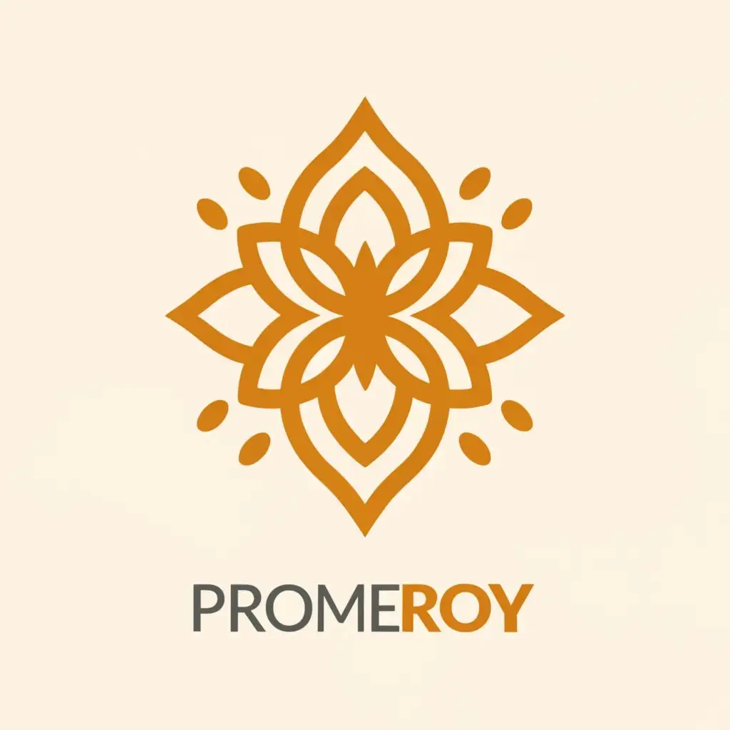 a logo design,with the text "Prome Roy", main symbol:Flower,Moderate,be used in Events industry,clear background .text prome Roy fixed in flower center