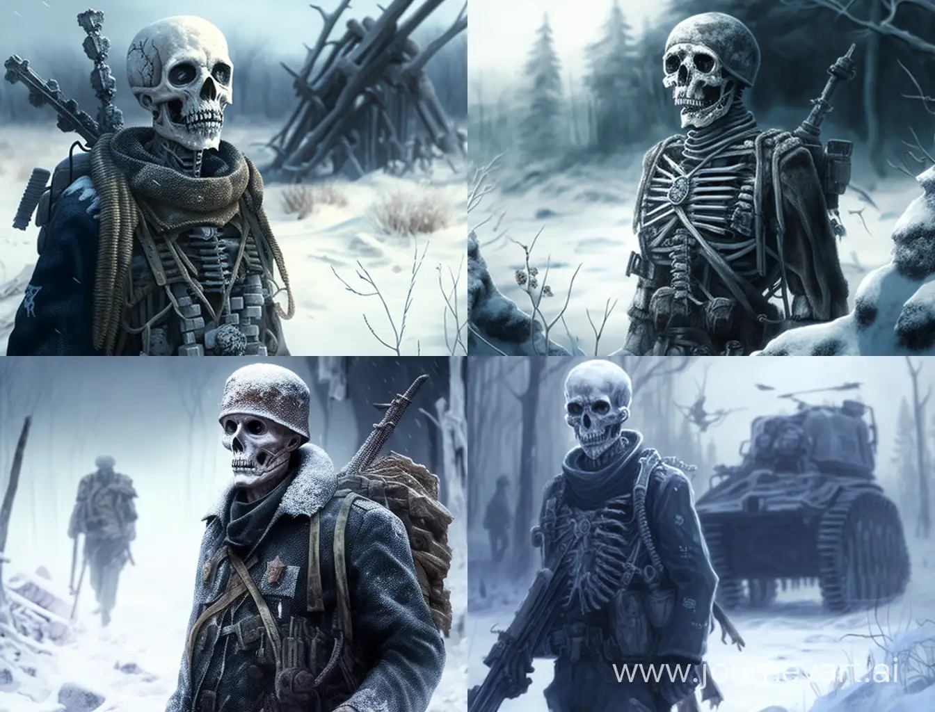 ис-4,зима,немцы,солдаты,скелеты,война,день