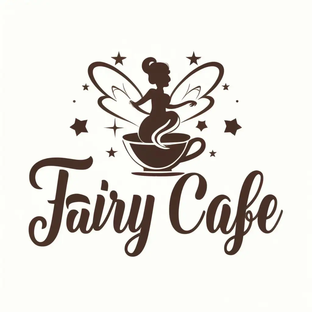 logo, FAIRY, coffee, with the text "FAIRY CAFE", typography