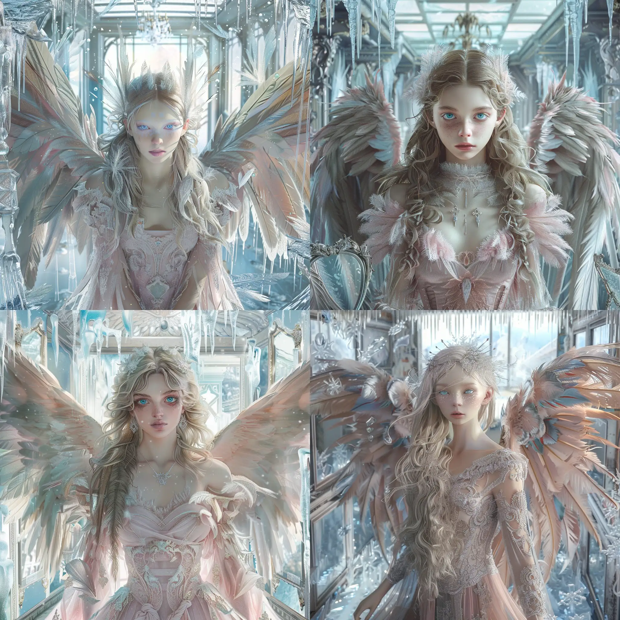 Ethereal-Medieval-Angel-Surrounded-by-Icy-Mirrors-and-Magical-Images