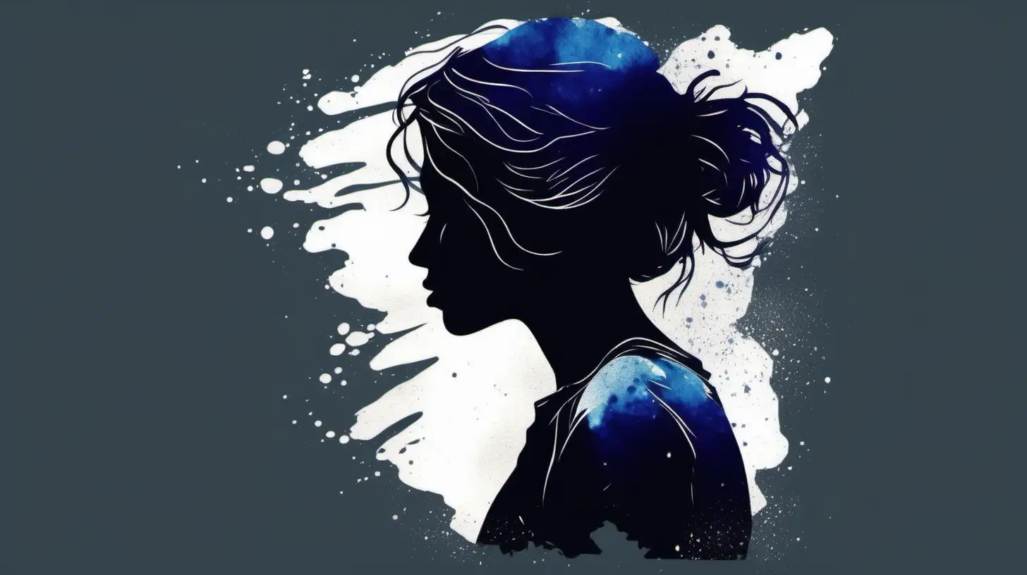 Silhouette of a person experiencing a deeply emotional moment.

Style: Watercolour, emotional.
Mood: Ethereal and exciting.

T -shirt design graphic, vector, contour, solid colours. Black background.