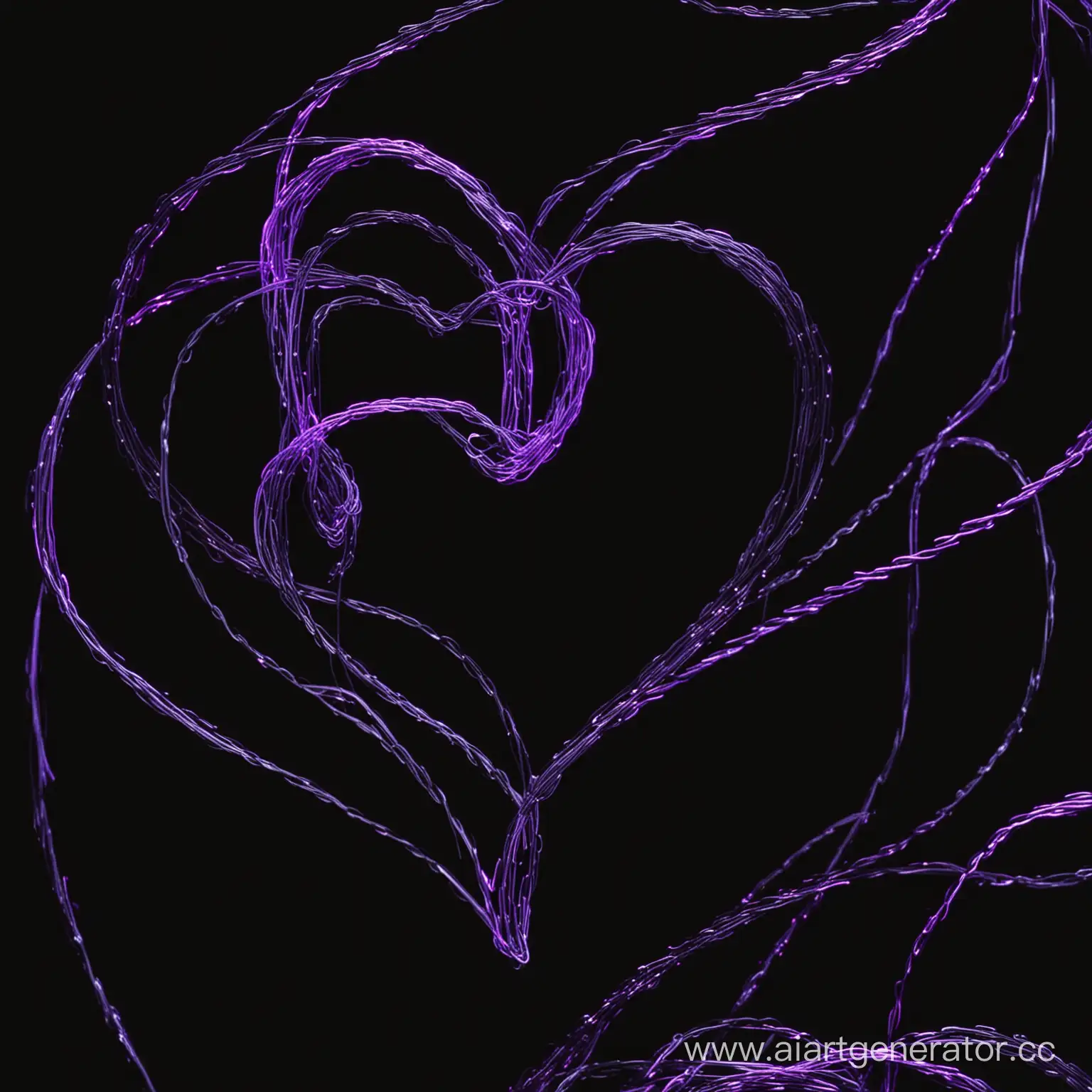 Purple-Wire-Heart-on-Black-Background