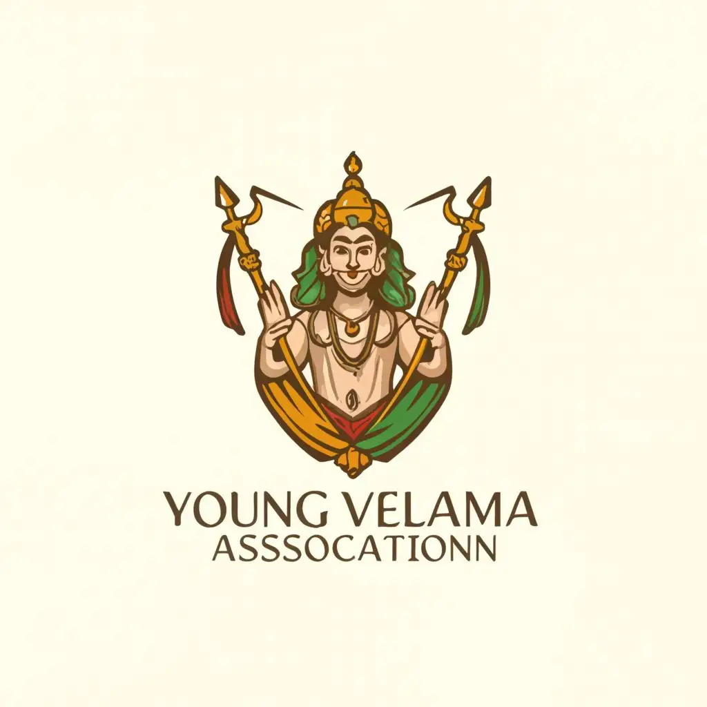 a logo design,with the text "young velama association", main symbol:indian king with sword and showing unity,Moderate,clear background