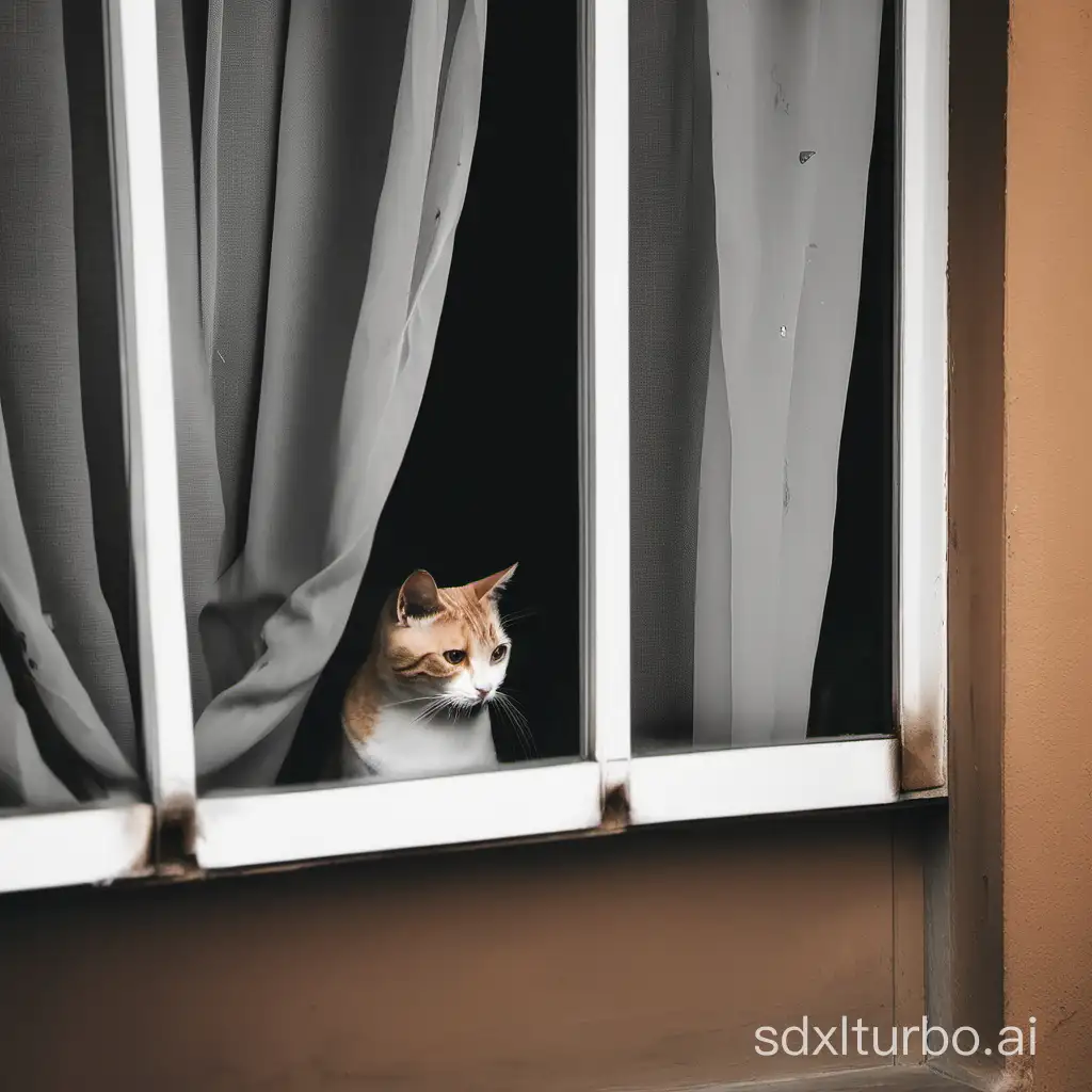 cat looking through the window