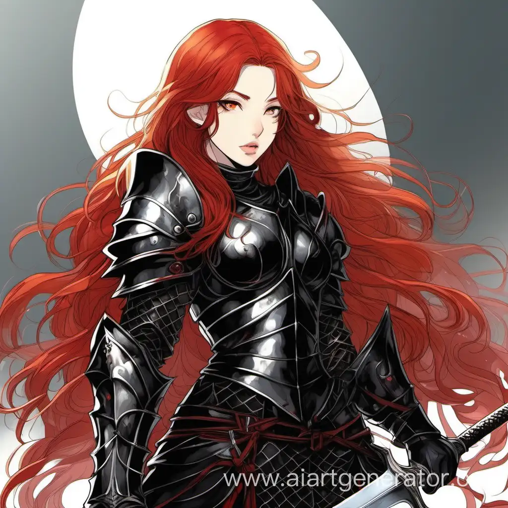 Fierce-RedHaired-Warrior-in-Black-Armor-with-a-Massive-Sword