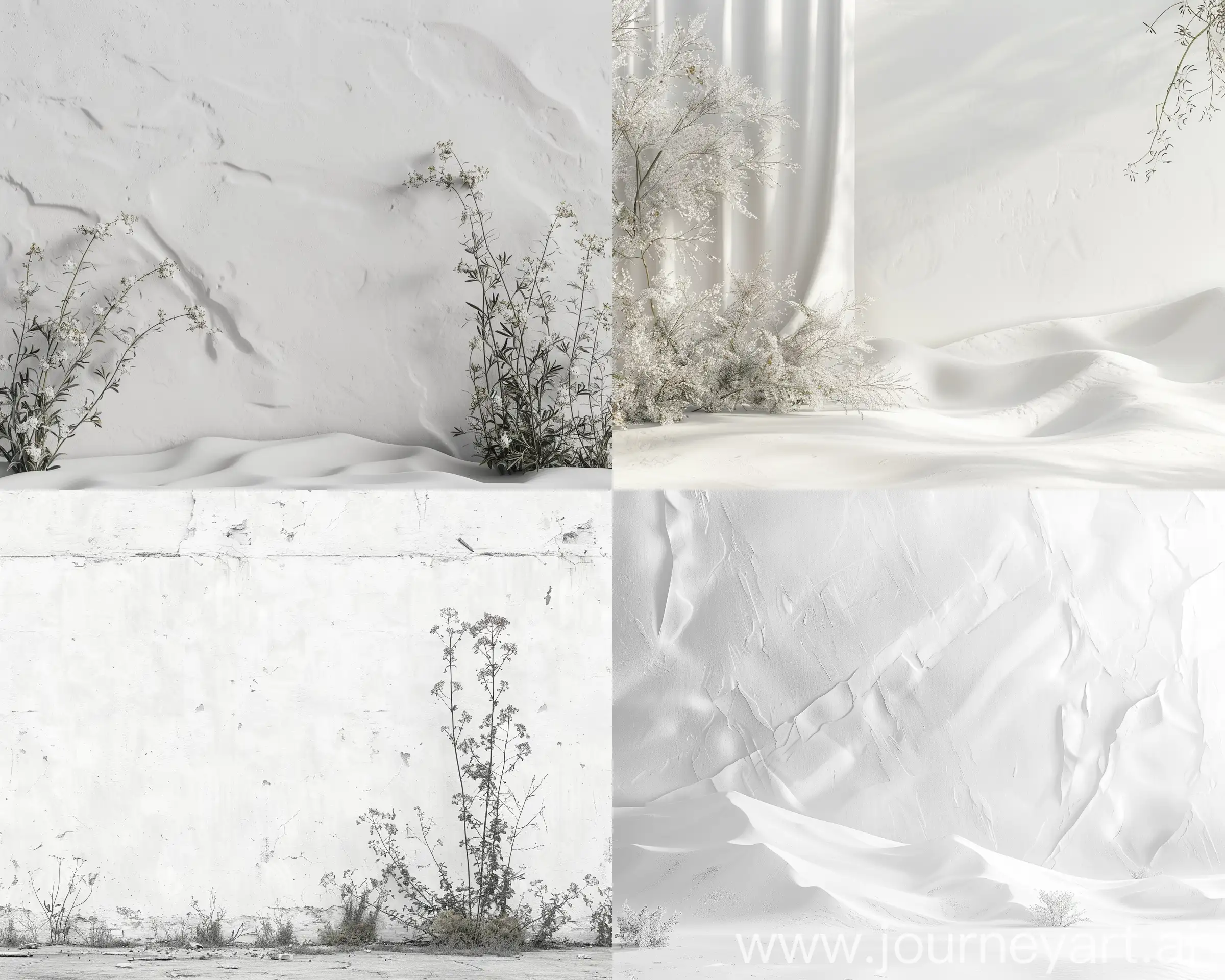 White wall texture in soft tone, urban decay realism, #vfxfriday, desert wave, matte photo, floral punk --v 6 --ar 20:16