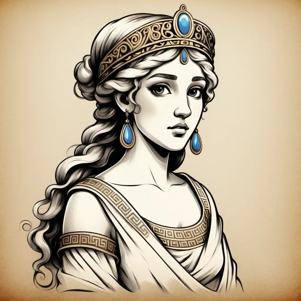Ancient Greek Princess Portrait Drawing