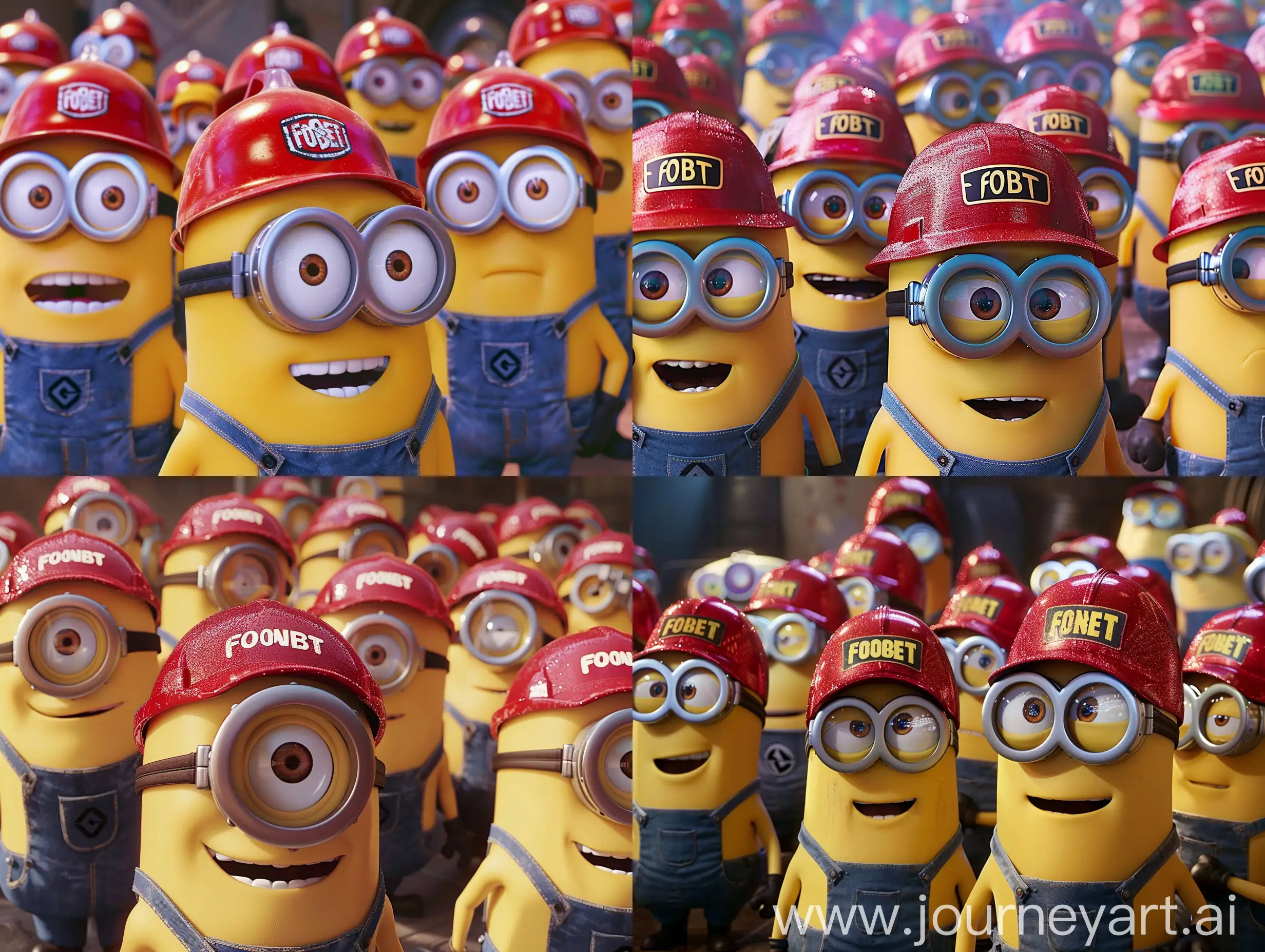 Minions-in-FONBET-Hats-Working-in-Red-Work-Clothes