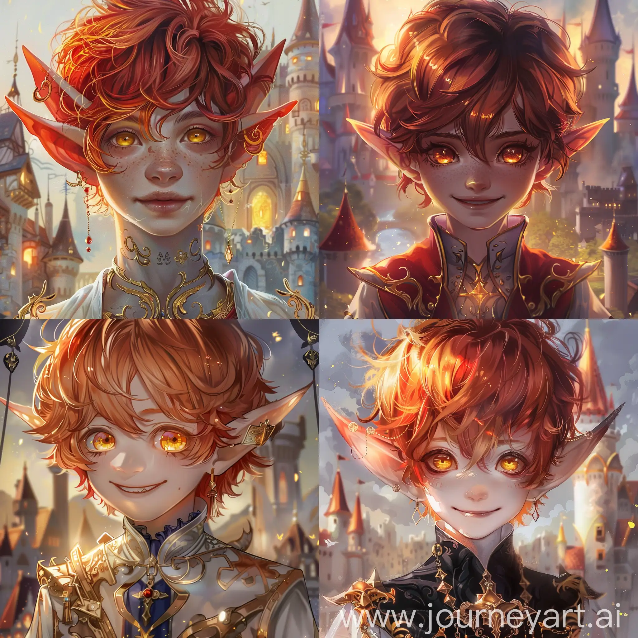 Enchanting-Anime-Boy-with-Ethereal-Golden-Eyes-and-Mischievous-Smile-in-Fantasy-Castle-Setting