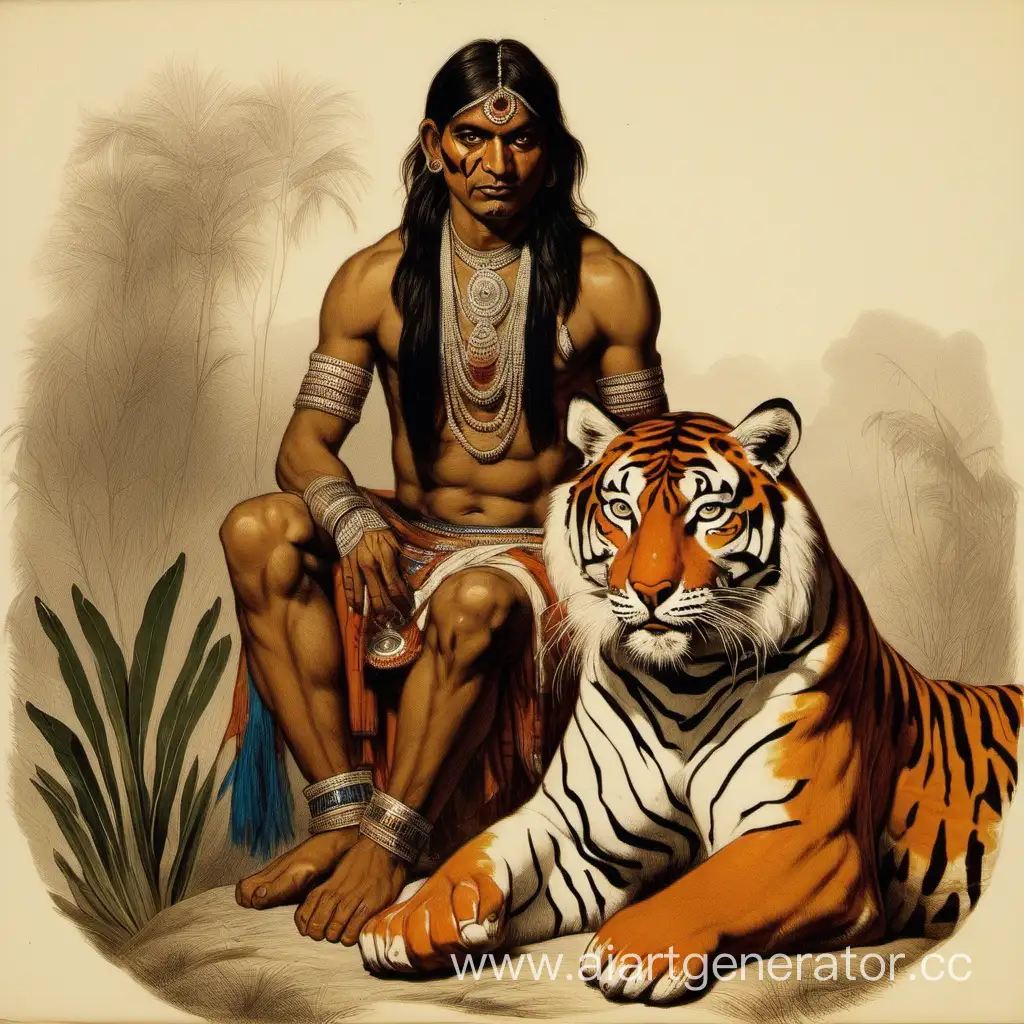 Индеец с тигром