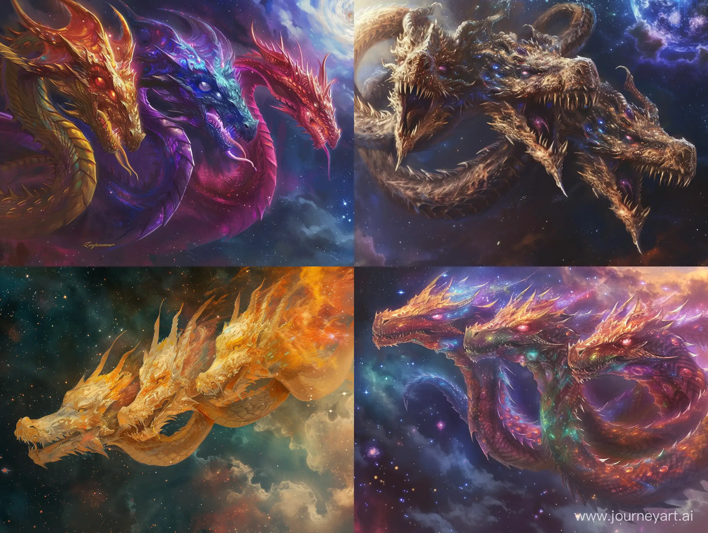 Majestic-ThreeHeaded-Cosmos-Dragon-Art-with-6-Variations-in-a-43-Aspect-Ratio