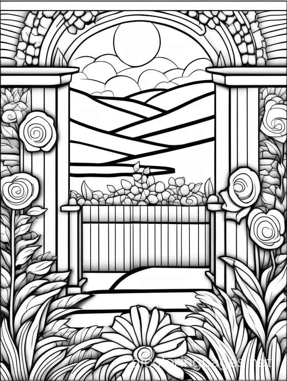 coloring pages for adults,  In the style of Cubism, Curled lines, Low Detail, Flower garden background,  Black and white, No Shading, --ar 9:16, Coloring Page, black and white, line art, white background, Simplicity, Ample White Space. The background of the coloring page is plain white to make it easy for young children to color within the lines. The outlines of all the subjects are easy to distinguish, making it simple for kids to color without too much difficulty