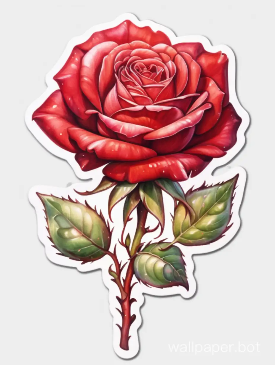 Radiant red Rose, watercolor style, character, angry face,  emoticon, 2d art, sticker art