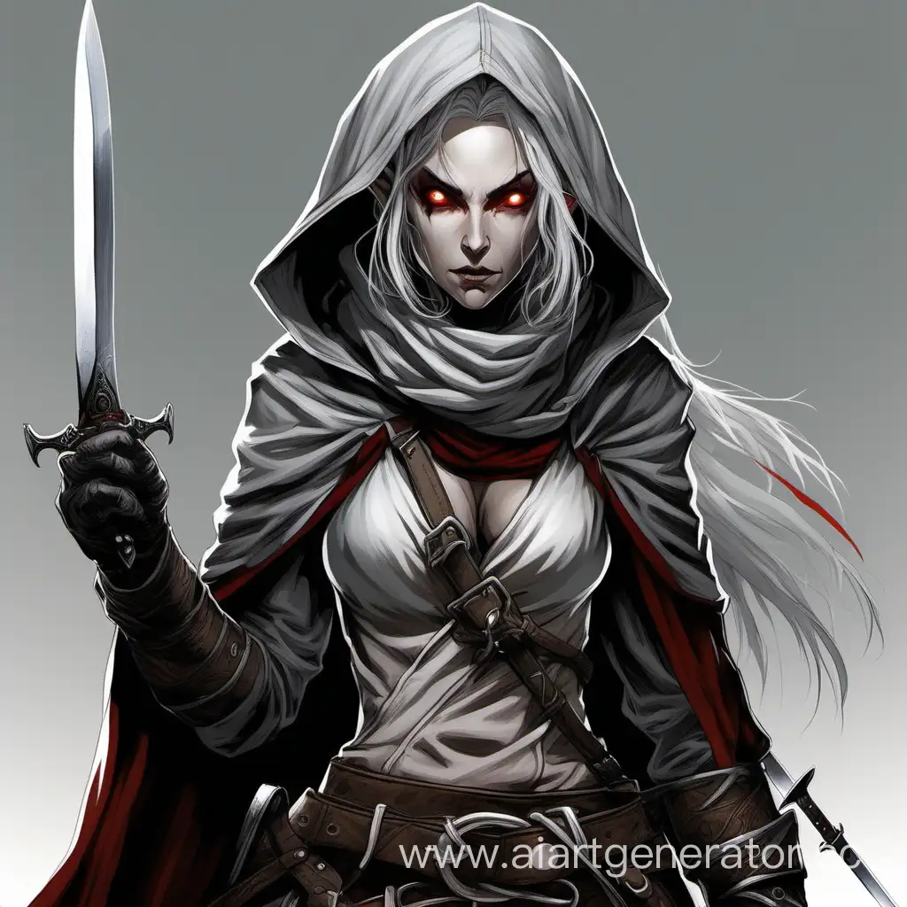 Mysterious-Dark-Elf-Female-Thief-with-Knives-and-Swords