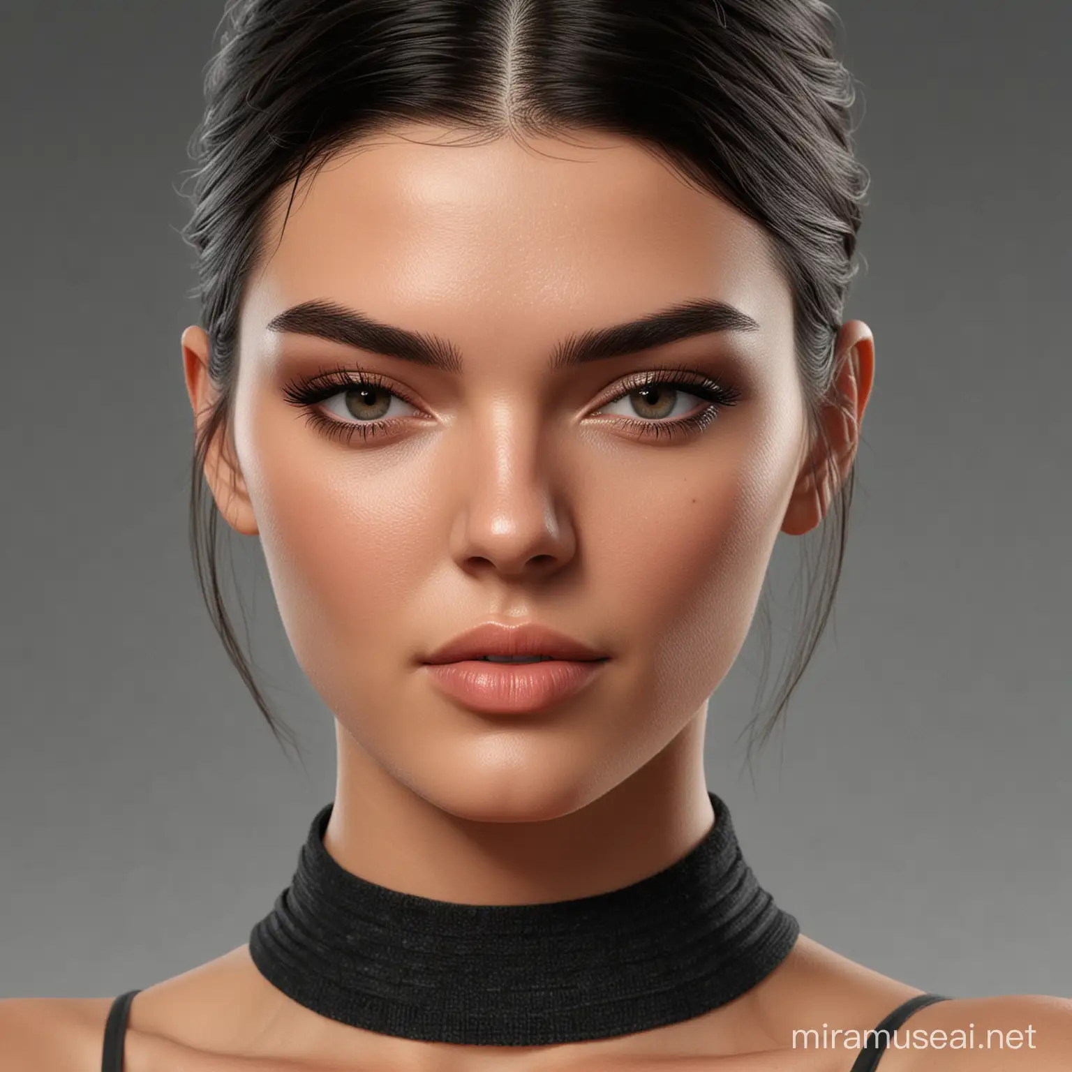 Kendall Jenner Portrait with Realistic Details in Studio Setting