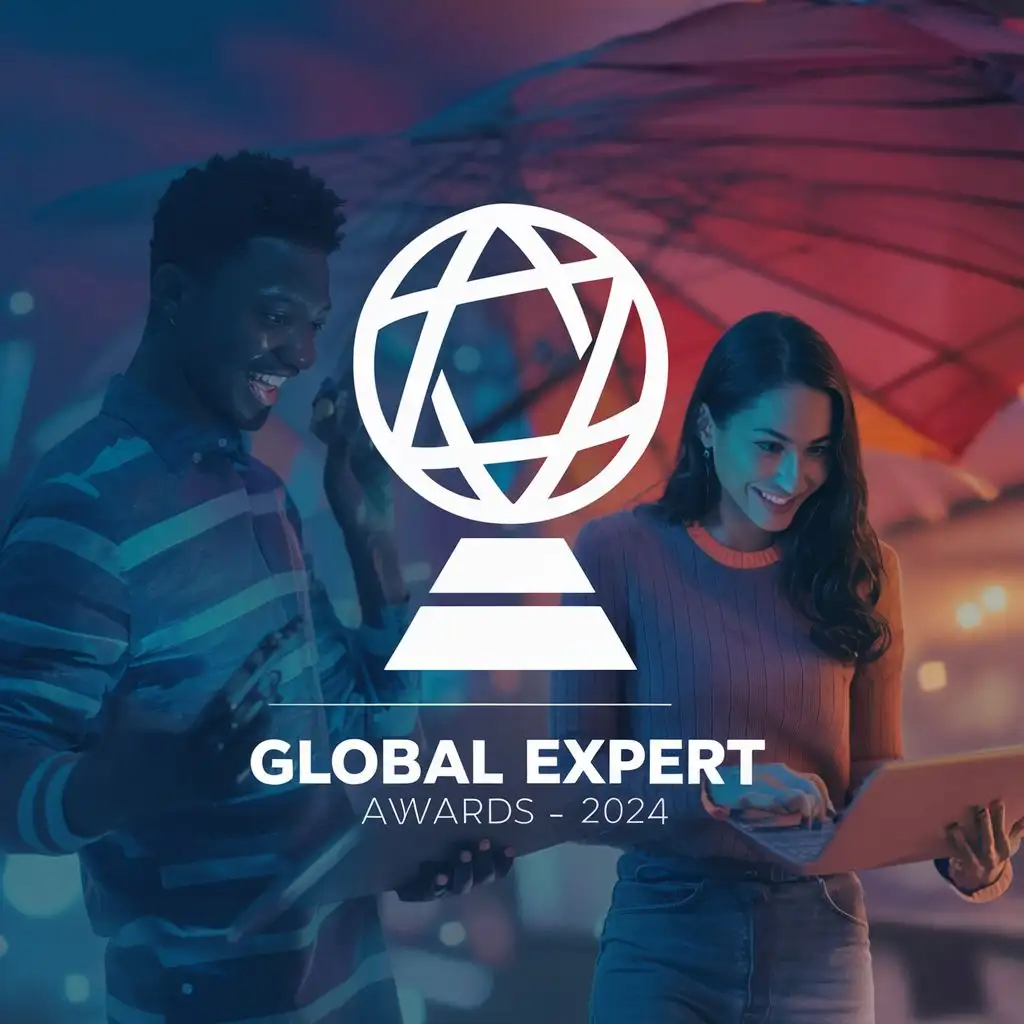 logo, Target audience. Expert male and female bloggers blogging on Instagram
Additional design to the logo Statuette, the element that shows the best
Free colors, with the text "Global Expert AWARDS - 2024", typography