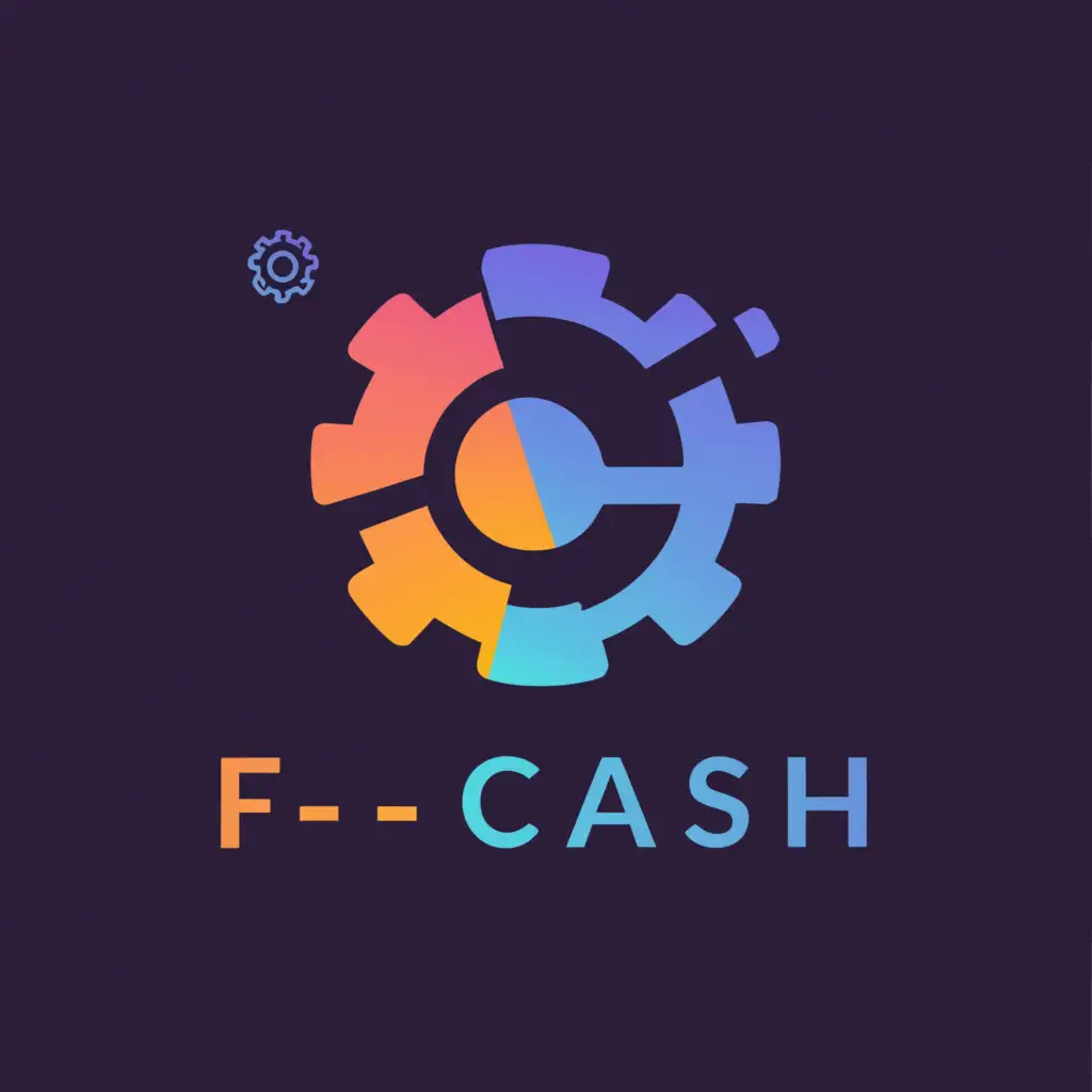 a logo design,with the text "F-CASH", main symbol:settings,Moderate,be used in Technology industry,clear background