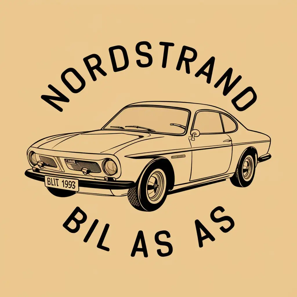 LOGO-Design-For-Nordstrand-Bil-AS-Retro-Car-Line-Art-with-1969-License-Plate