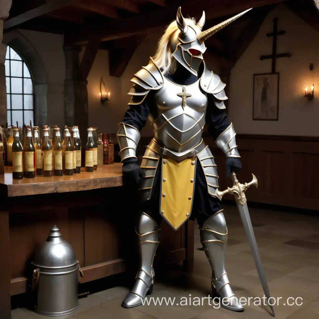 Minotaur-Girl-in-Armor-with-Magical-Spear-in-Dark-Tavern