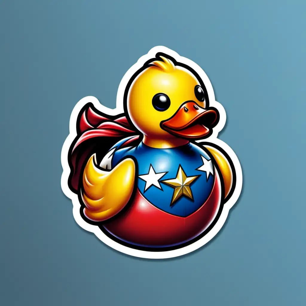 Dynamic Superhero Rubber Duck Sticker for Quirky Personalization