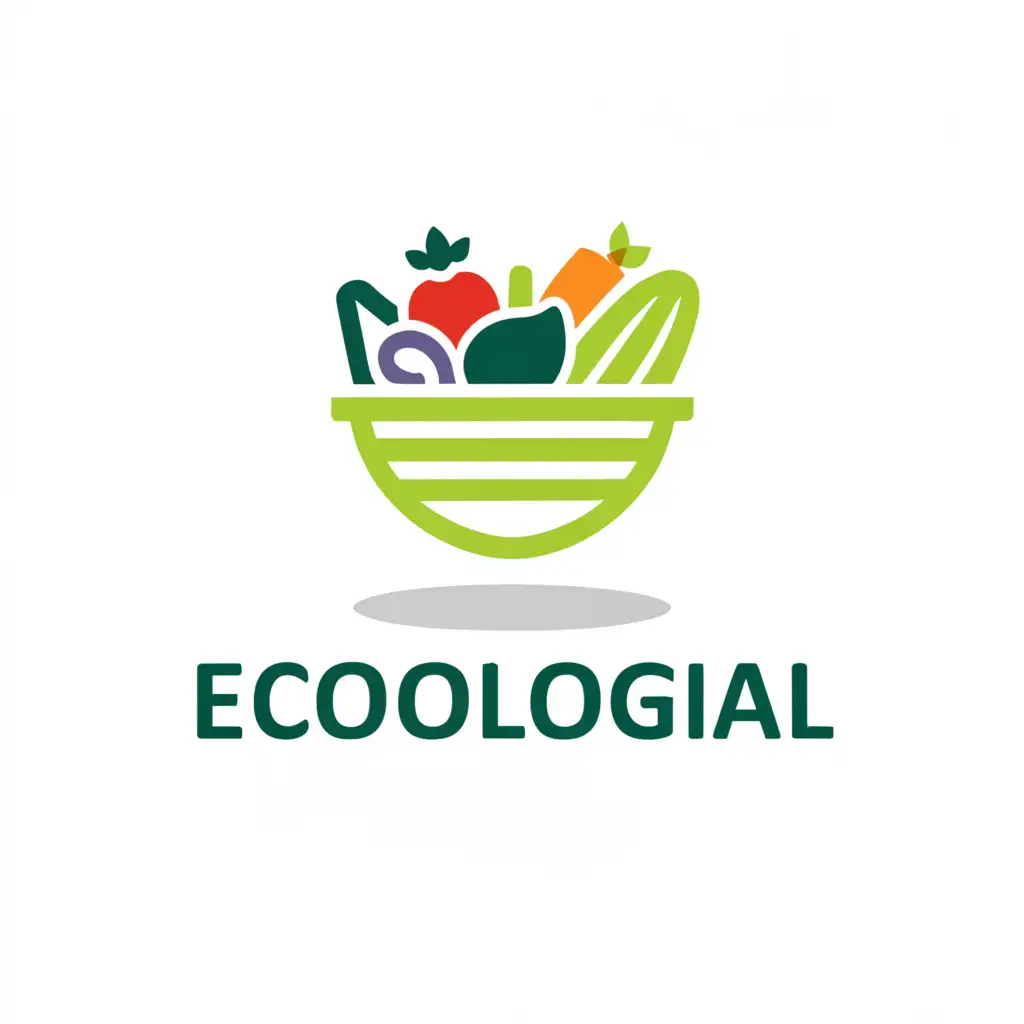 a logo design,with the text "EcoLogical", main symbol:Light green basket with fruits and vegetables,Moderate,be used in Retail industry,clear background