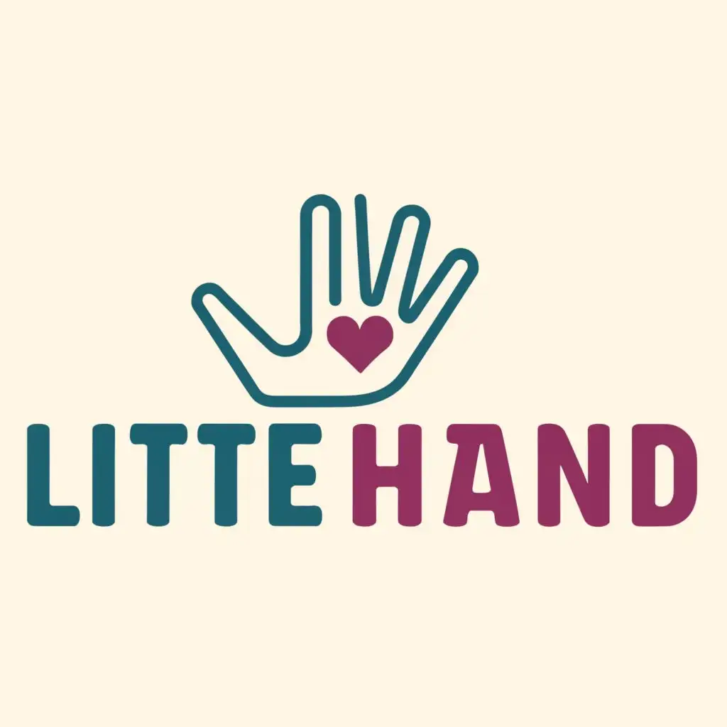 logo, hand, with the text "litte hand", typography
