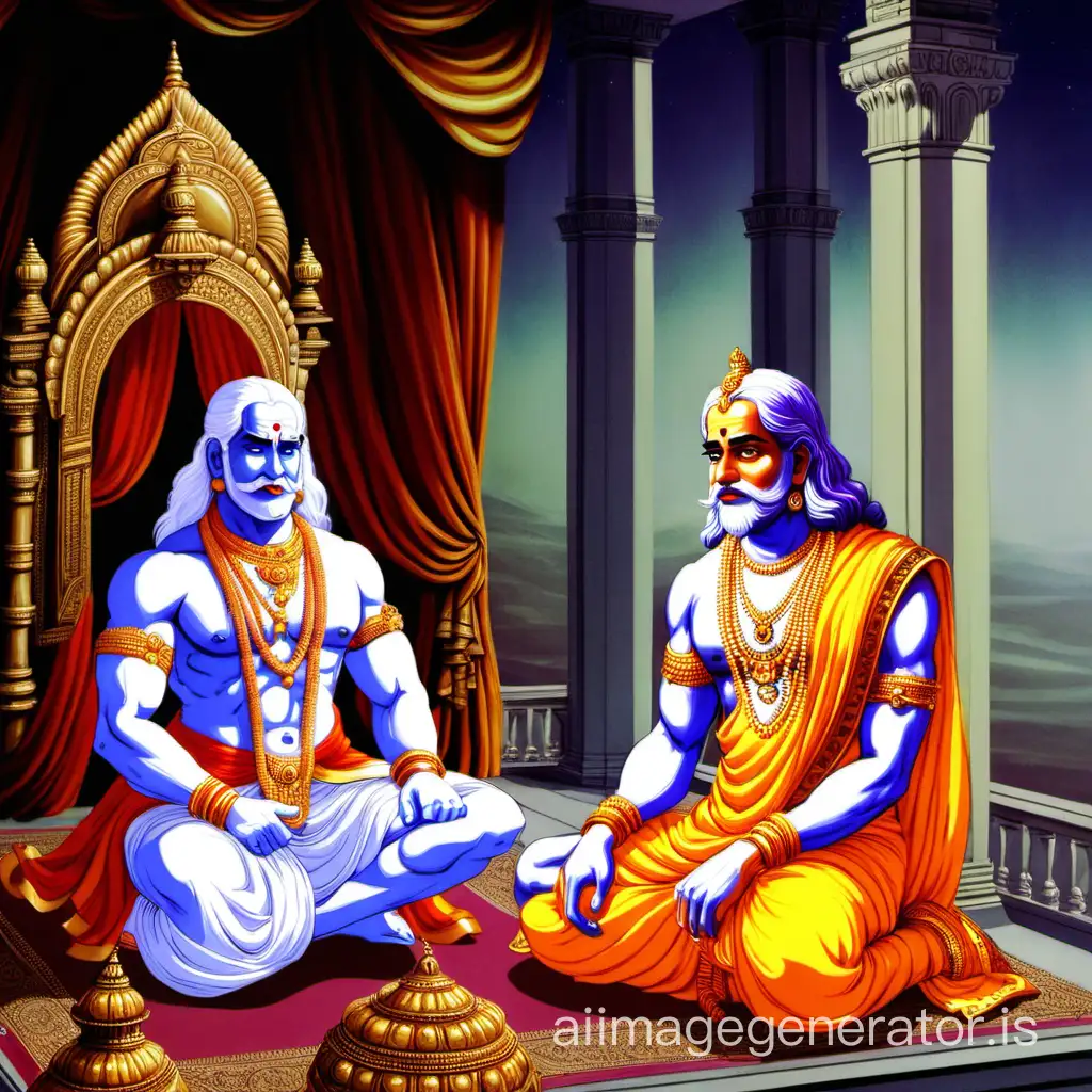 Pitamah Bhishma is sitting in the building with King Dhritarashtra