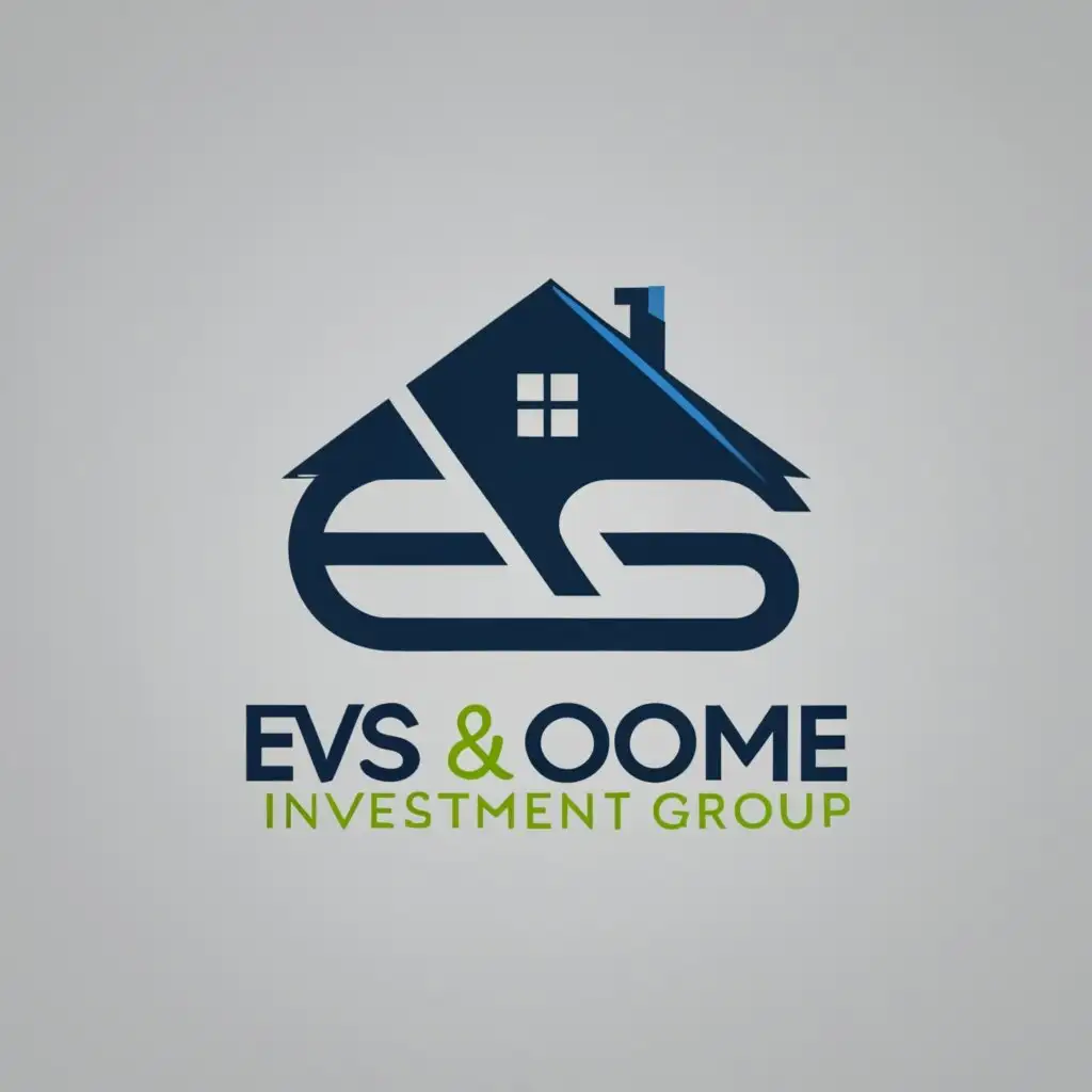 logo, "EVS" Merged with a modern home, with the text "EVS Investment Group", typography, be used in Construction industry