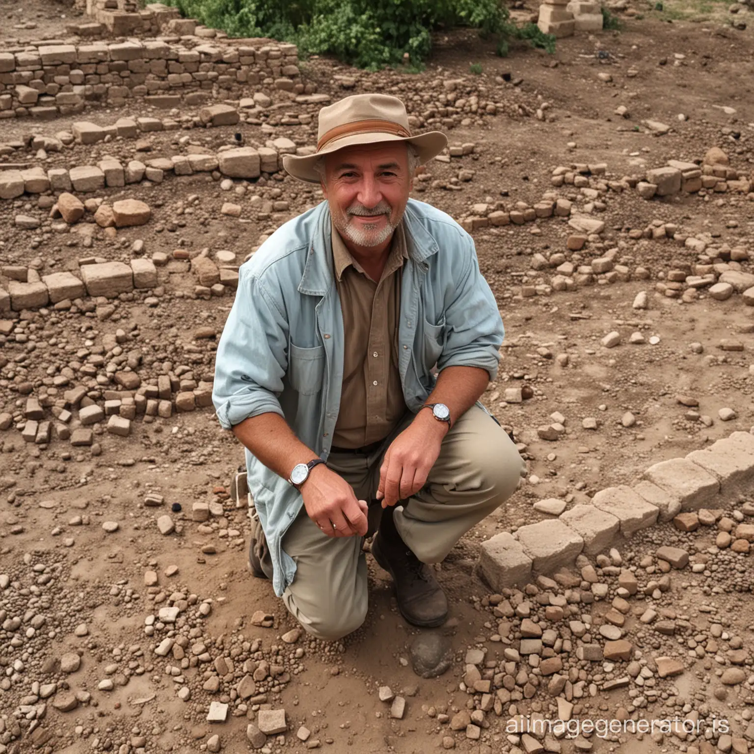 Piero Borgarelli, an archaeologist that make archaeological excavations with many young women and wine.