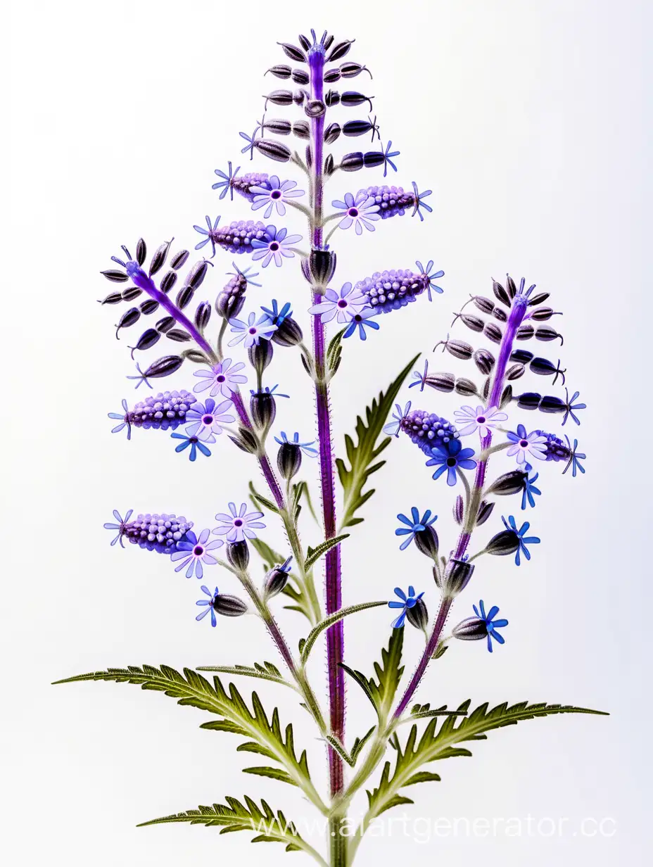 Vibrant-Blue-Vervain-Flower-Blossoming-Against-Clean-White-Background