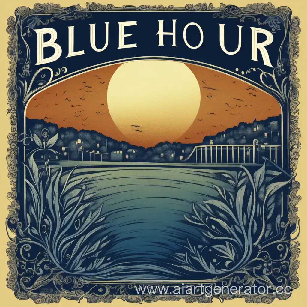 cover for music album blue hour in vintage style