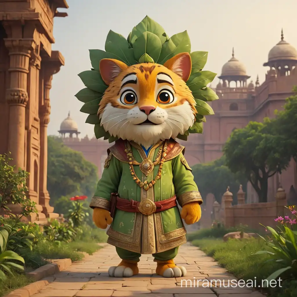 Design a mascot inspired by the heritage sites of delhi and the beauty of nature