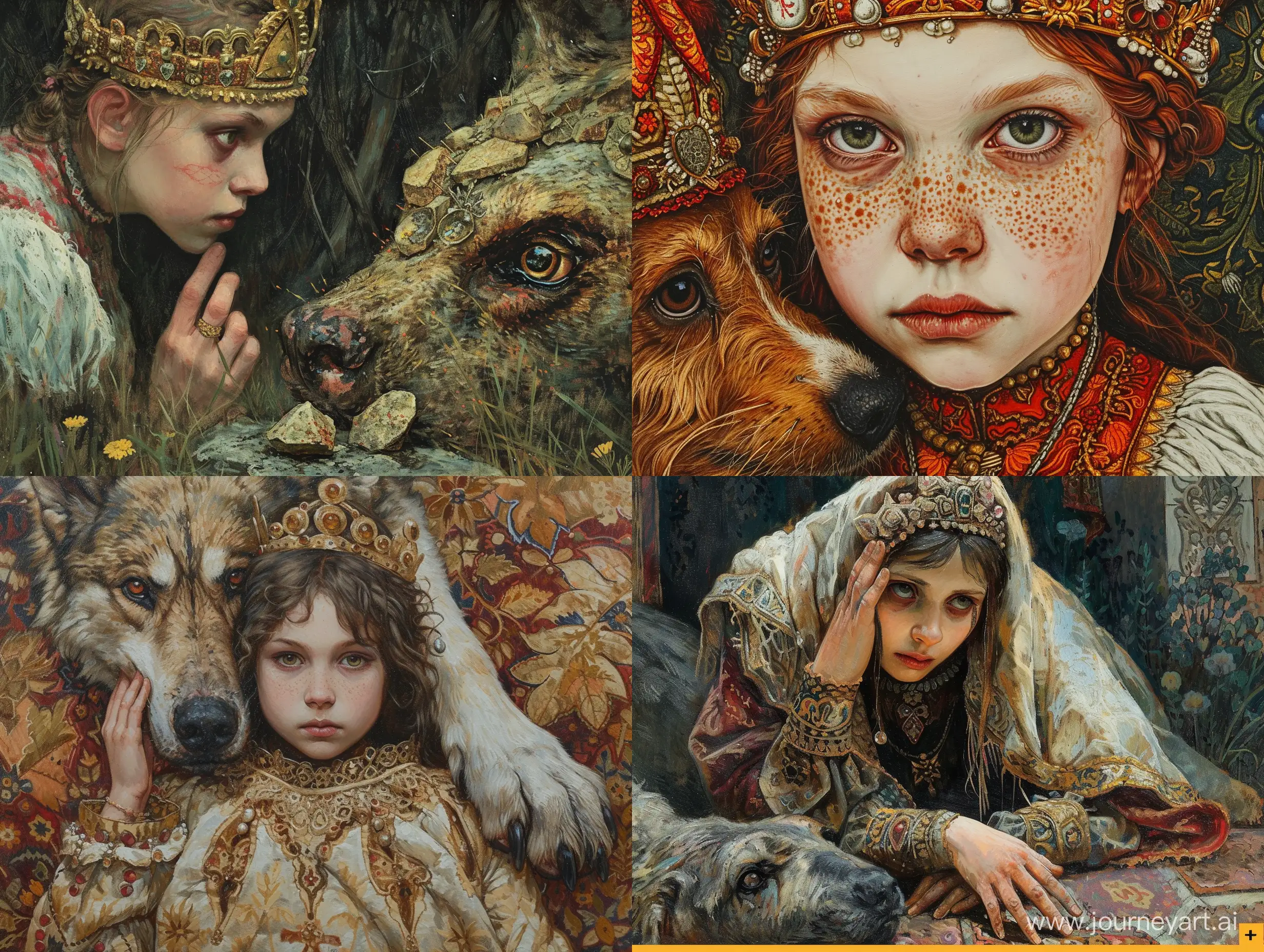 Young-Girl-Leaving-Half-the-Kingdom-Symbolic-Russian-Folk-Style-Art