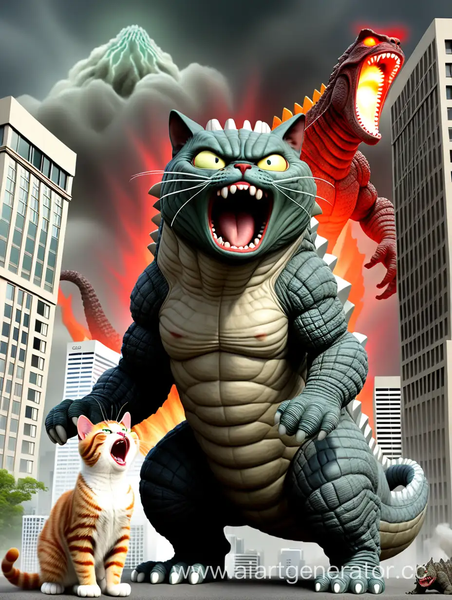 Epic-Battle-Cat-vs-Godzilla-Showdown