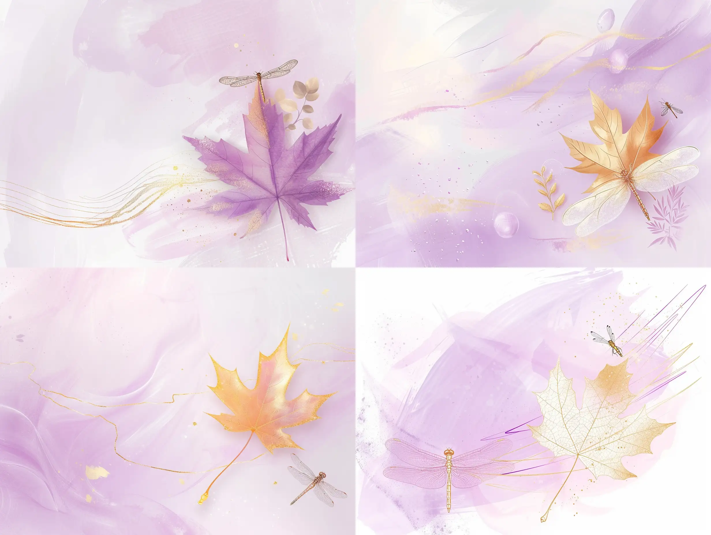 Elegant-Lilac-Gradient-Canvas-with-Delicate-Maple-Leaf-and-Dragonfly