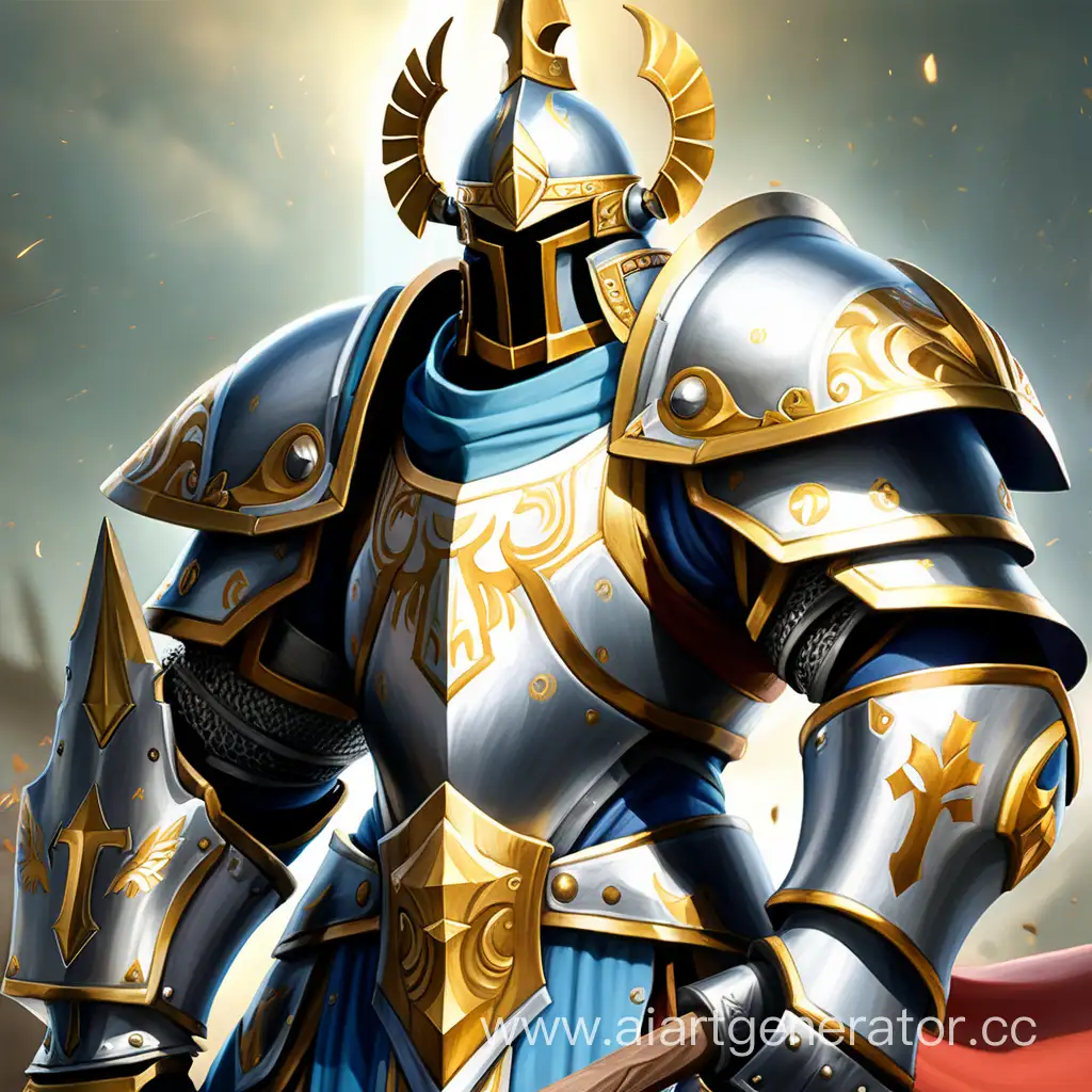 Majestic-Omniknight-Warrior-in-Dota-2-with-Shining-Silver-and-Gold-Armor