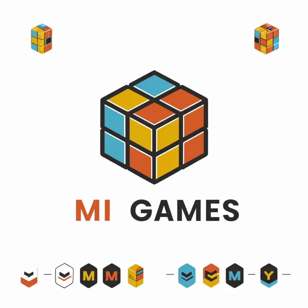 a logo design, with the text 'Mi Games', main symbol: Rubix Cube, Minimalistic, to be used in Entertainment industry, clear background