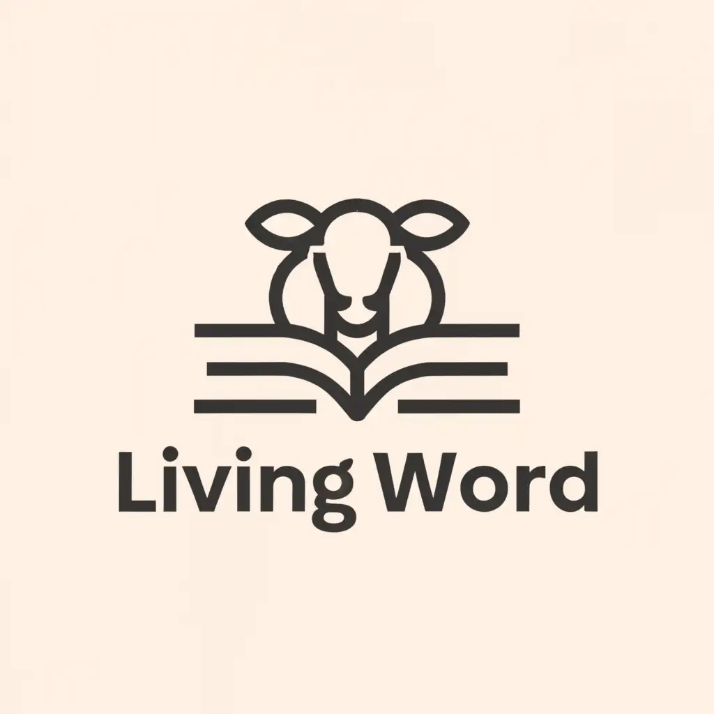 a logo design,with the text "Living Word", main symbol:A sheep and book,Moderate,be used in Education industry,clear background