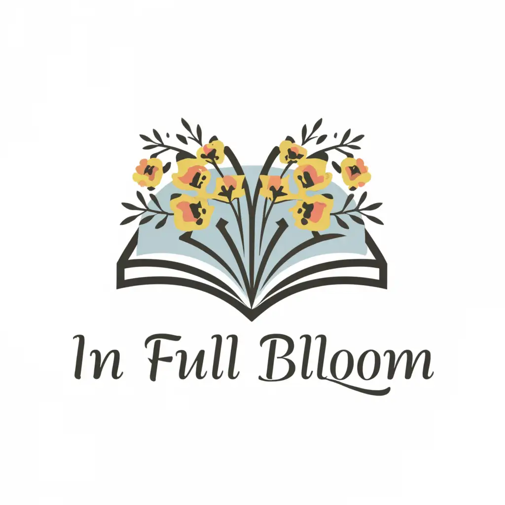 a logo design,with the text "In Full Bloom", main symbol:book,complex,be used in Education industry,clear background