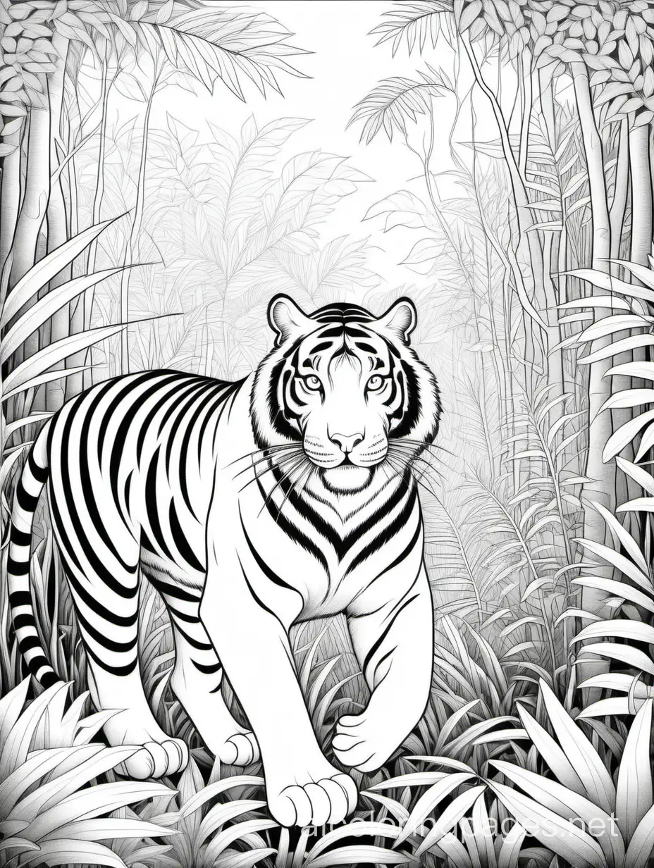 Detailed-Tiger-Coloring-Page-in-Dense-Jungle-Setting