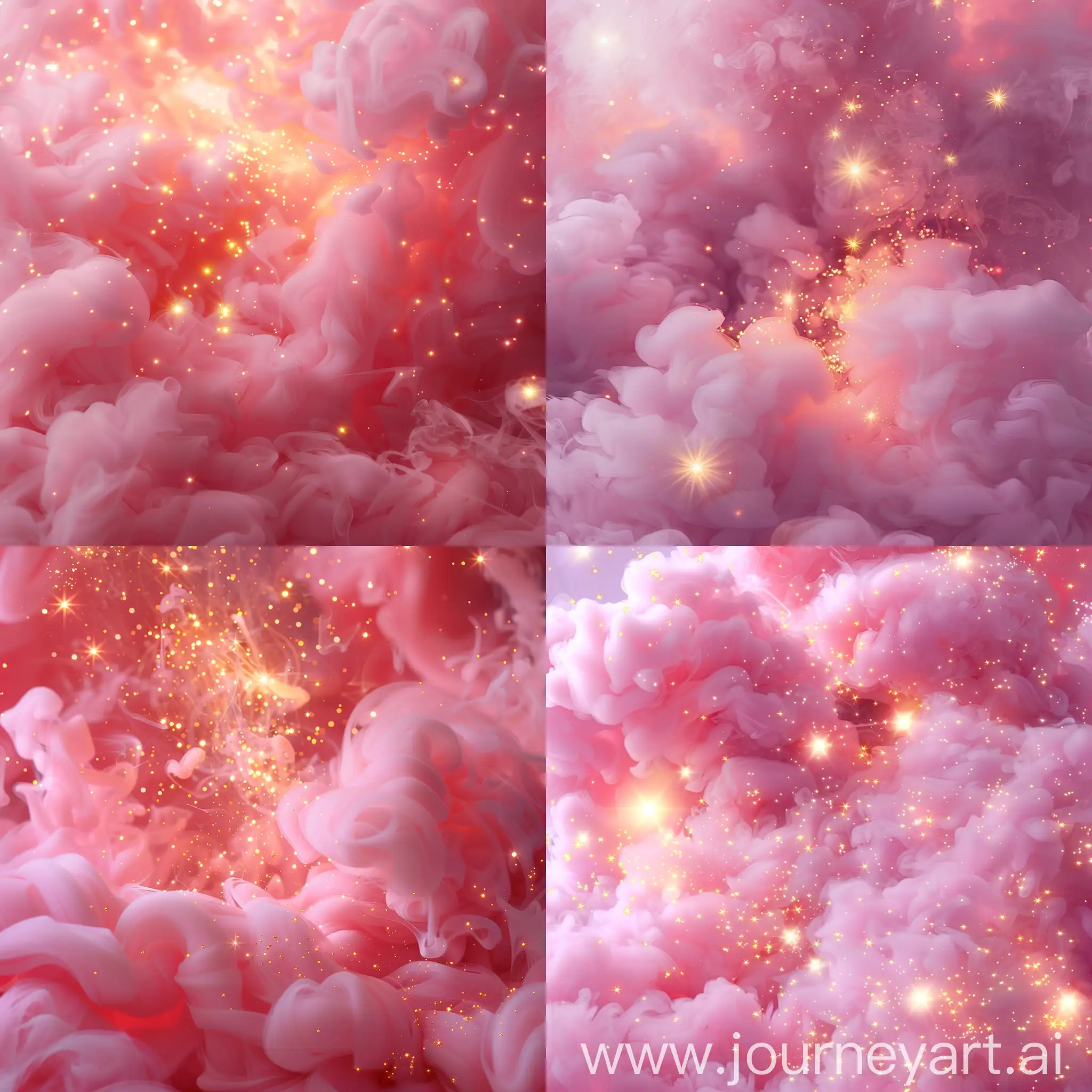 Golden-Stars-Floating-in-Pink-Milky-Smoke-High-Detail-CloseUp-Photo