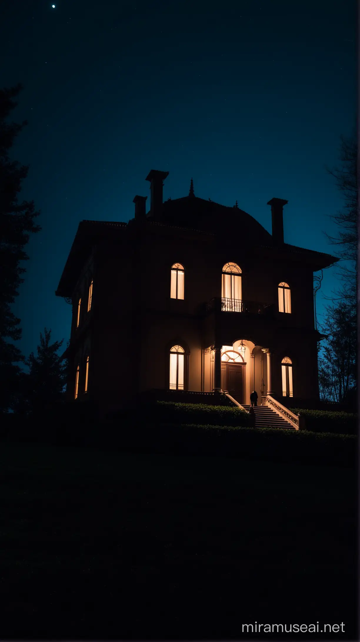 Eerie Night Scene Haunted Villa