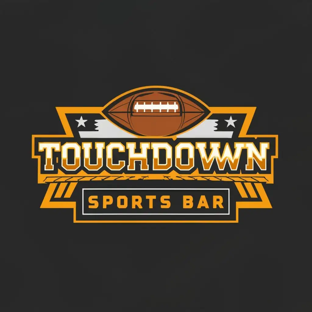 LOGO-Design-for-Touchdown-Sports-Bar-Dynamic-Black-and-Warm-Light-Emblem-with-Striking-Typography
