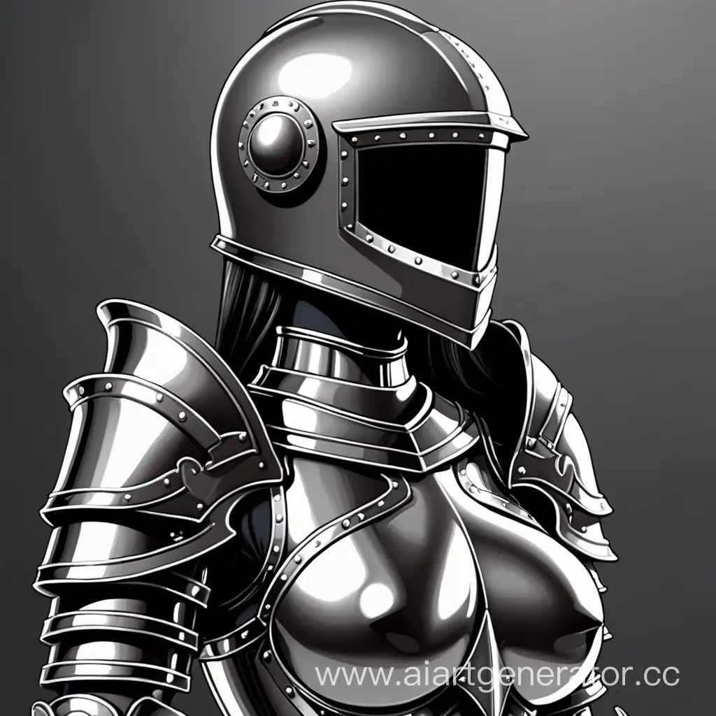 Cute-Rubber-Girl-Knight-in-Shiny-Glossy-Iron-Armor