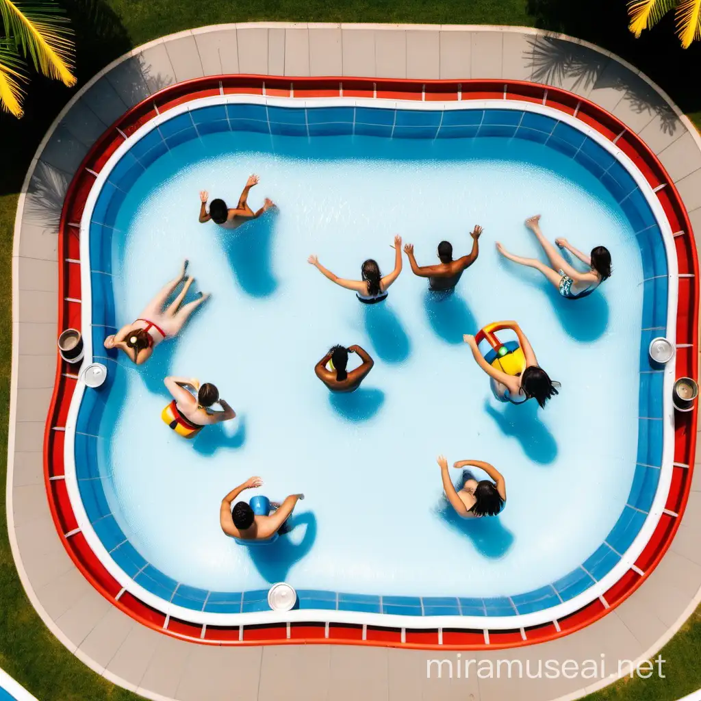 vista de cima de pessoas se divertindo em um parque aquático